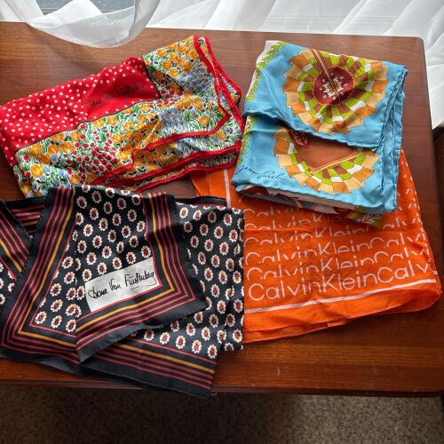 Vintage Designer Scarves: Calvin Klein, Diane Von Furstenberg, Jean Farel