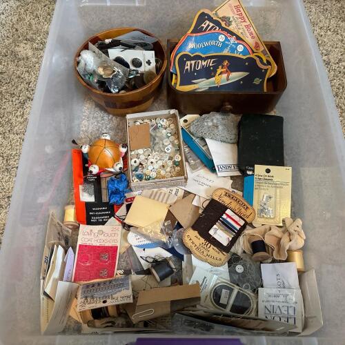 Vintage Sewing Notions, Needle Books, and Buttons