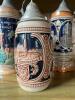 German Pottery Beer Steins with Pewter Lids - 2