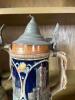 German Pottery Beer Steins with Pewter Lids - 4