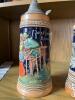 German Pottery Beer Steins with Pewter Lids - 5