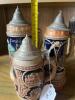 German Pottery Beer Steins with Pewter Lids - 9