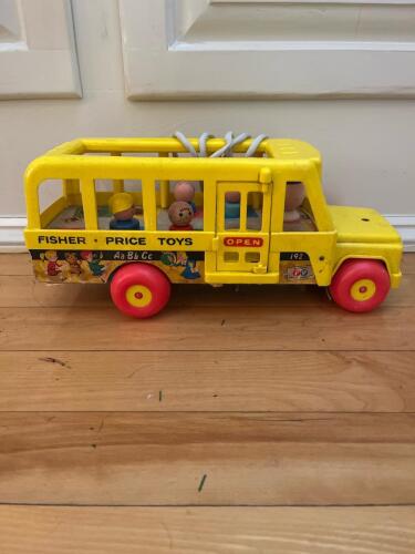 Vintage Fisher-Price Toys School Bus with Figures
