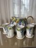 Hand-Painted Limoges Pitcher and J&C Bavaria Cups Grapevine Motif