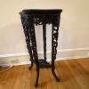 Carved Wood Plant Stand with Stone Inset Top - 3