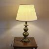 Brass-Tone Table Lamp With Pleated Shade