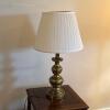 Brass-Tone Table Lamp With Pleated Shade - 2