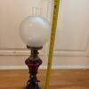Ruby Glass Electric Table Lamp with Frosted Globe - 9