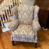 Patterned Upholstered Wingback Chair