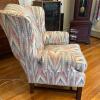Patterned Upholstered Wingback Chair - 4