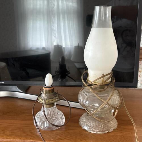 Pair of Vintage Electric Oil Lamp-Style Table Lamps