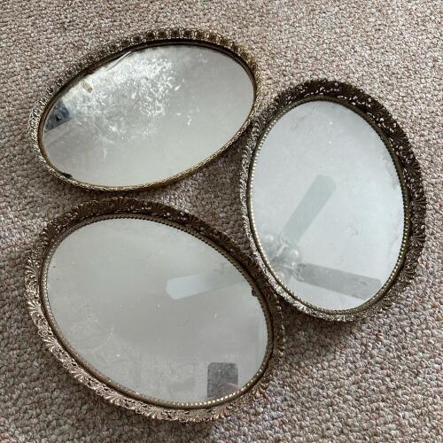 Vintage Oval Vanity Mirror Trays