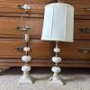 Pair of White and Gold Ceramic and Metal Table Lamps