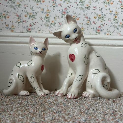 Pair of Italian Pottery Cat Figurines