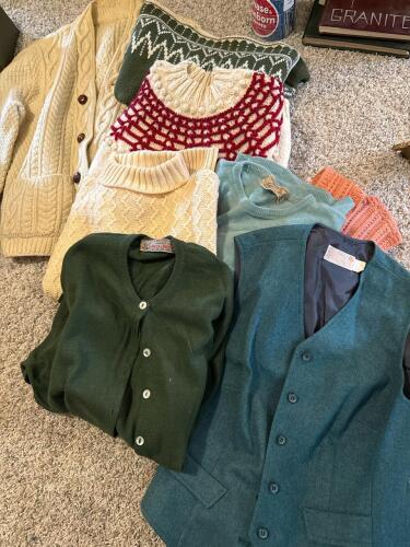Assorted Vintage Sweaters, Mostly Wool, Plus Pendleton Vest