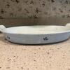 Oval Stoneware Baking Dish With Blue Floral Motif