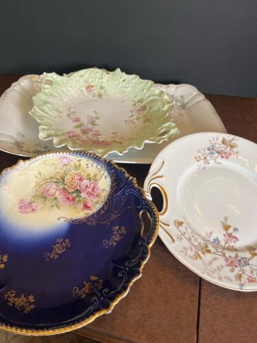 Porcelain Serving Trays and Plates, Floral and Game Motifs