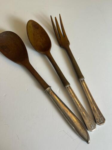 Sterling Handled Wooden Serving Utensils