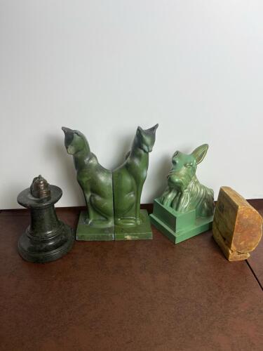 Assorted Art Deco-Style Figural Bookends and Stone Figure