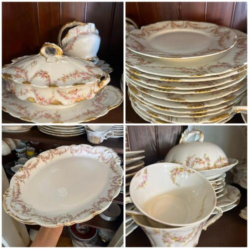 Porcelain Serving Pieces and Plates Victorian-Style Floral Gilt