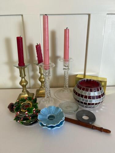Mixed Candle Holders and Candle Accessories Lot