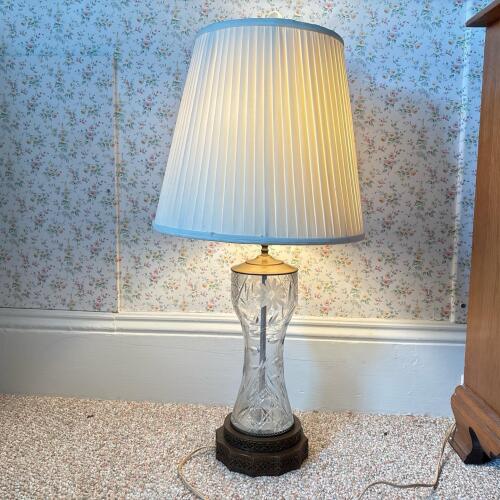 Vintage Cut Glass and Metal Table Lamp