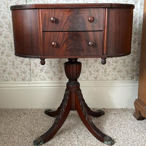 Vintage Wooden Sewing Cabinet with Paw Feet