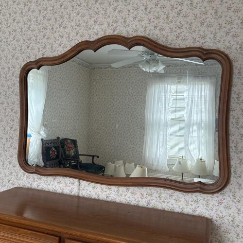 Vintage French-Style Wooden Dresser Mirror