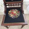 Victorian-Style Needlepoint Side Chair With Carved Details - 4