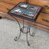 Nautical-Style Metal and Tile Top Accent Table