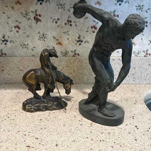 Bronze Western Rider-Style Sculpture, Discus Thrower Classical Statue