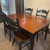 Dining Table and Windsor-Style Chairs in Two-Tone Wood Finish