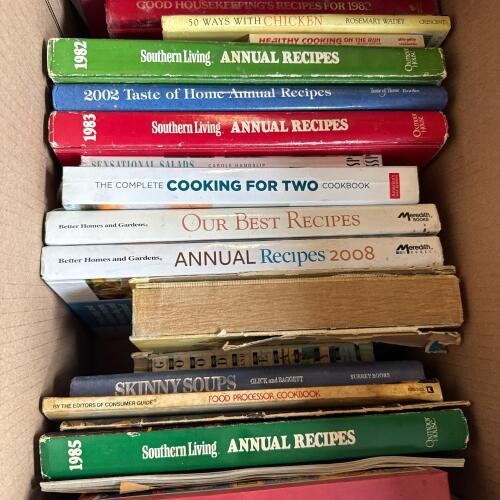 Assorted Vintage and Modern Cookbooks and Recipe Books