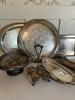 Silver-Plated Serving Trays, Compote, Egg Cup Holder, and Bowls
