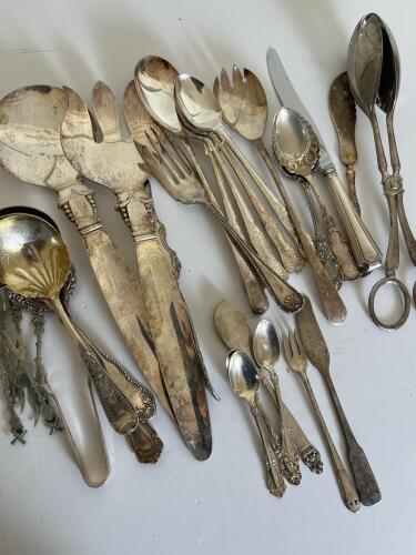 Assorted Vintage Serving and Table Flatware Silverplate and Stainless