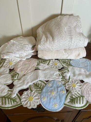 Assorted Vintage Lace and Embroidered Table Linens
