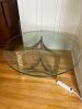Glass Top Coffee Table With Gold Metal Base, Mid-Century Style