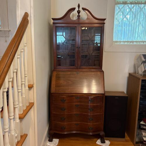 Secretary Desk with Glass-Front Bookcase