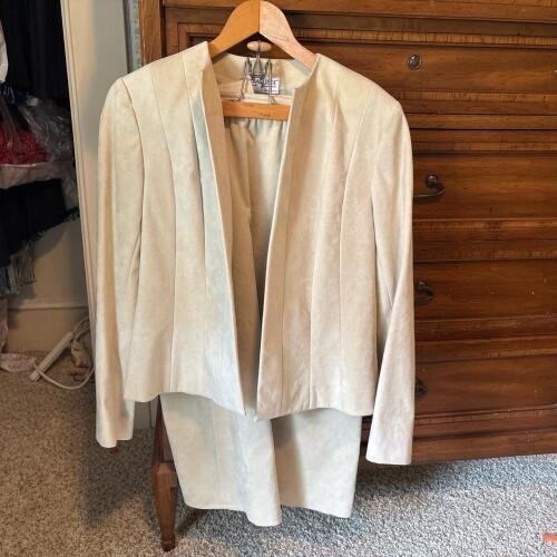 Vintage Ultrasuede Light Tan Skirt Suit