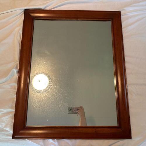 Rectangular Wood-Framed Mirror