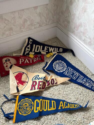 Vintage Felt Pennants: Camp Idlewild, Red Sox, Patriots, More