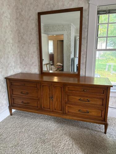 Wooden Dresser With Mirror in Mid-Century Style