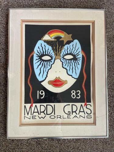 Framed 1983 Mardi Gras New Orleans Poster, Numbered, Signed