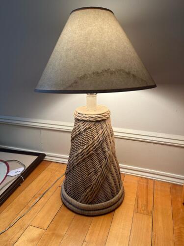 Wicker Table Lamp With Tapered Shade