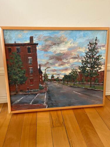 Framed Street Scene Painting Signed Timothy Craig 1994