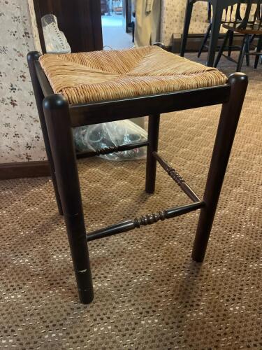 Wooden Rush Seat Stool in Traditional Style