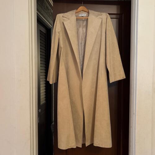 Ultrasuede Belted Trench Coat in Beige