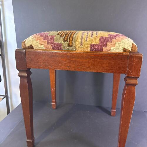South American Kilim Foot Stool, Late 19th Century