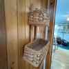 Wall-Mounted Woven Storage Baskets with Wooden Backing - 4