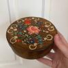 Round Wooden Box with Painted Floral Design - 5